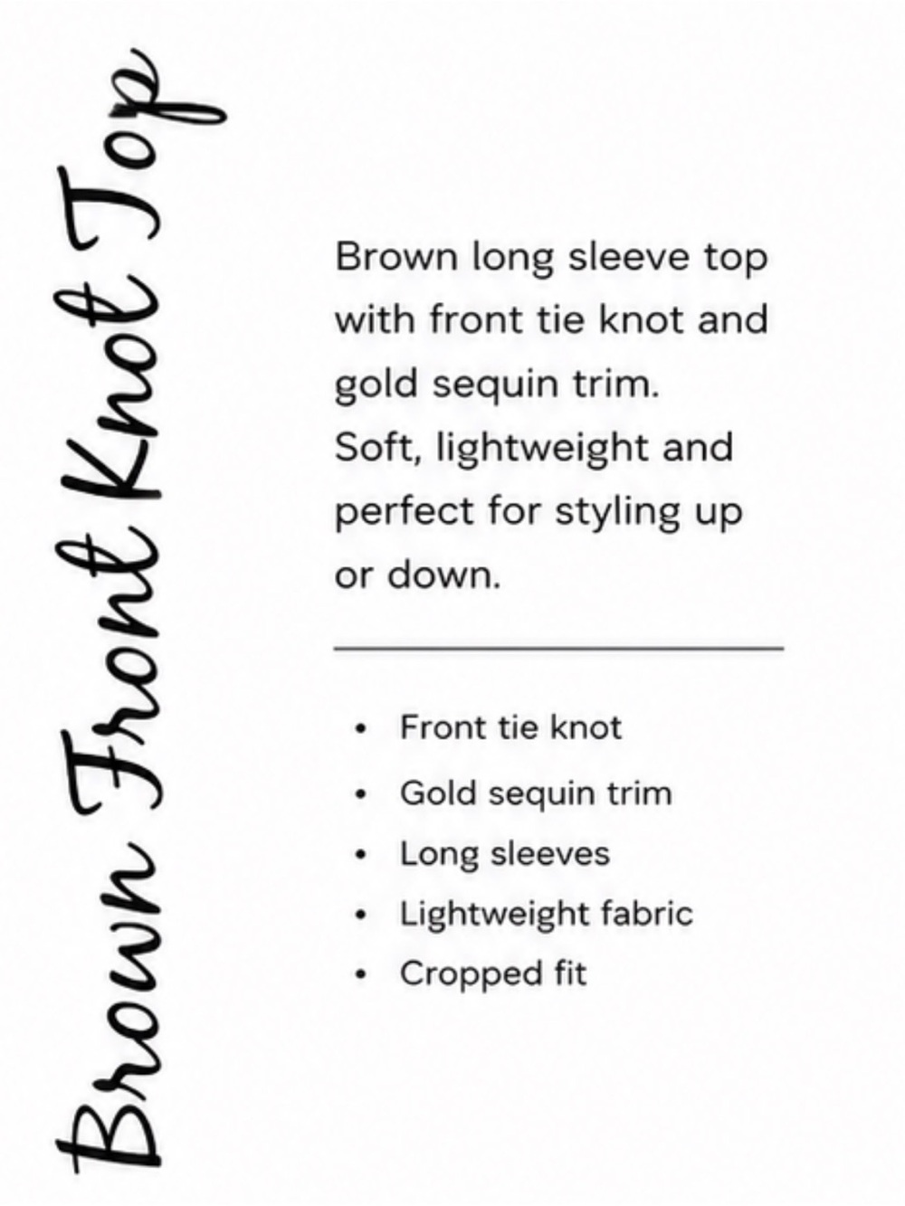 Brown Tie-Front Crop Top | Gold Trim Boho Chic - Picture 11 of 12